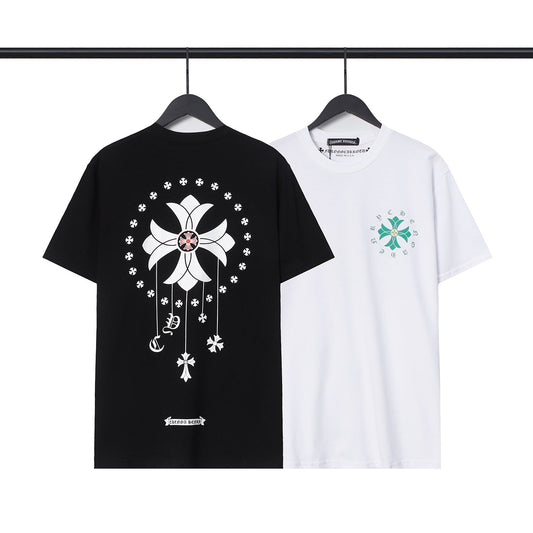 Chrome Heart T Shirts Cross Casual Loose Cotton Crew Neck T-Shirt